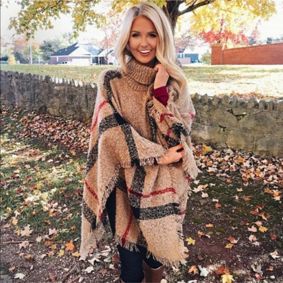 MARI Plaid Autumn Feels Poncho  - Picture 11 of 15